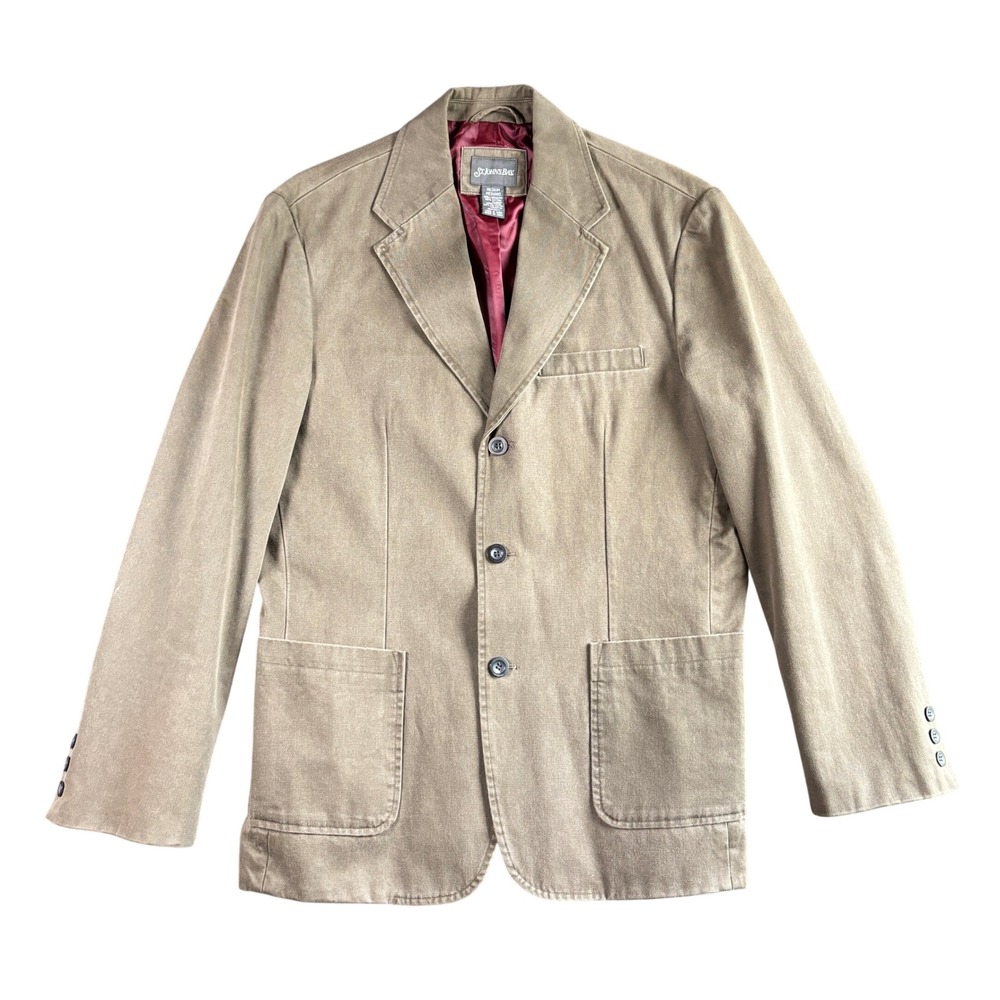 St Johns Bay Mens Medium Brown 100% Cotton 3 Button Casual Blazer Sport Coat